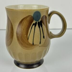 Vtg Holt Howard Abstract Angel Stoneware Mug Japan Brown Blue Black Footed 60s